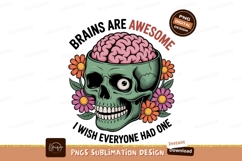 Skull Brain Flowers Awesome pink Product Image 1