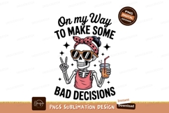 Skeleton wearing bandana and sunglasses holding drink Product Image 1