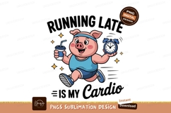 Running pig with coffee and alarm clock straw Product Image 1