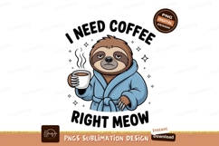Sleepy sloth in robe holding coffee cup animal mammal Product Image 1