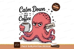 Grumpy Octopus Holding Coffee Mug karen Product Image 1