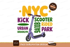 Purple kick scooter in New York City urban park Product Image 1