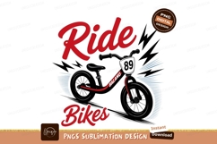 Red balance bike with bold lettering black white Product Image 1