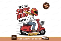 Red scooter rider with superhero helmet yellow Product Image 1