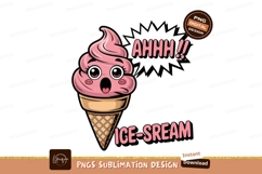 Pink ice cream character with surprised expression Product Image 1