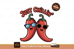 Two red chili peppers wearing sunglasses cool Product Image 1