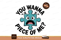 Sad blue puzzle piece with text face Product Image 1