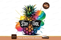 Colorful Pineapple With Sunglasses Sublimation Png Product Image 1