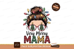 Mama Christmas Lights Messy Bun image Product Image 1