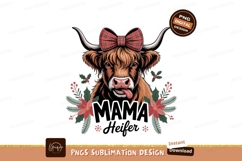 Highland cow festive plaid bow image Product Image 1