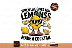 Cool lemon character with drink and slices fruit sunglasses Product Image 1
