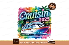 Cruisin 2025 Watercolor Cruise Ship Sublimation Png Product Image 1