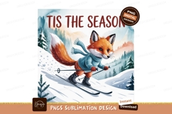 Skiing fox wearing sweater and scarf winter snow Product Image 1