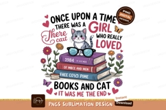 Cat reading books with glasses and flowers image Product Image 1