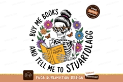 Skeleton reading book surrounded by flowers and butterflies Product Image 1
