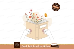 Book with blooming flowers and butterfly reading Product Image 1