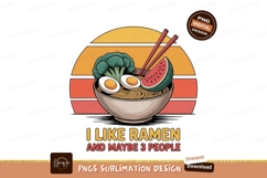 Ramen bowl with broccoli eggs watermelon chopsticks Product Image 1