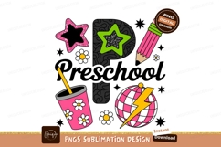 Pink green stars pencil globe flowers preschool education Product Image 1