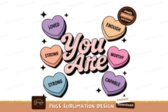 Positive affirmation hearts with text loved strong Product Image 1