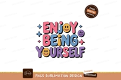 Enjoy being yourself retro text with smiley faces lettering Product Image 1