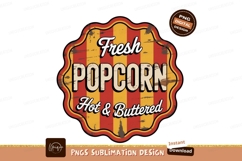Fresh Popcorn Hot Buttered Sign vintage Product Image 1