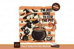 Duck stirring potion with cat and bats witch halloween Product Image 1