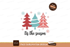 Red blue trees snowflakes winter Product Image 1