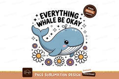 Blue whale surrounded by flowers white purple Product Image 1