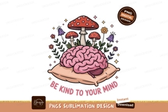 Pink brain mushrooms flowers stars white Product Image 1