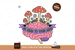 Pink brain with red mushrooms and purple banner image Product Image 1