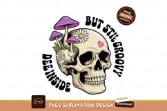 Skull mushrooms daisies groovy heart image Product Image 1