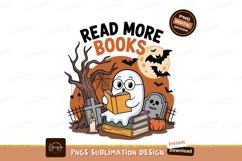 Ghost reading books on Halloween night image Product Image 1