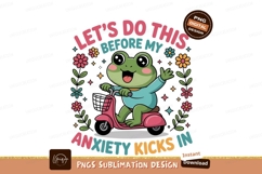 Frog riding scooter with flowers leaves Product Image 1