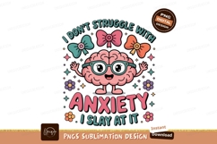 Cheerful brain with bows and flowers anxiety funny Product Image 1