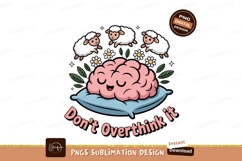 Pink brain resting on pillow with jumping sheep cute Product Image 1