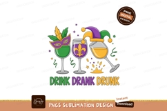 Mardi Gras celebration drinks with mask and jester hat Product Image 1
