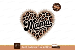 Mama leopard heart with sunburst border print Product Image 1