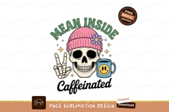 Skull with pink beanie and coffee mug flower Product Image 1