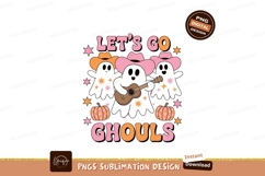 Ghosts playing guitar and singing pumpkins hats Product Image 1