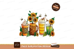 Autumn drinks with sunflowers and bees butterfly Product Image 1
