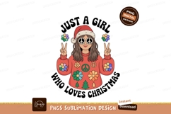 Hippie girl with peace signs and flowers christmas Product Image 1