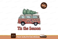 Retro van with Christmas tree and peace symbols image Product Image 1
