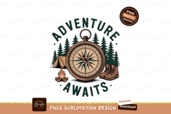 Compass camping boots forest adventure awaits campfire Product Image 1