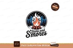 Campfire Mountains Forest Trees logs peaks Product Image 1