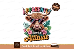 Highland cow wearing sunglasses with flowers tropical Product Image 1