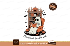 Ghost reading with cat book library Product Image 1