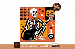 Skeleton cat pumpkin drink halloween image Product Image 1