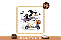 Duck cat riding scooter with halloween pumpkin image Product Image 1