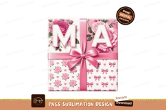 Floral Gift Box With Letters M A roses pink Product Image 1