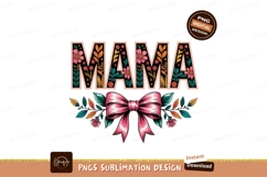 Mama floral text with pink bow image Product Image 1